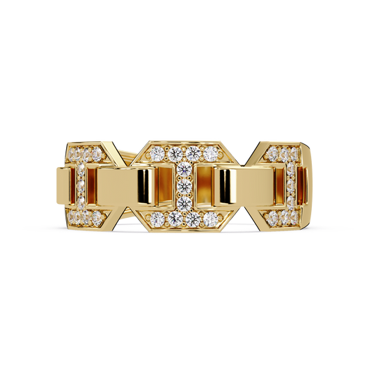 Hexagon Link Lab Grown Diamond Statement Ring - HIGHCARAT DIAMONDS