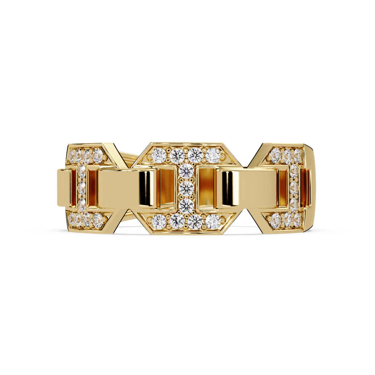 Hexagon Link Lab Grown Diamond Statement Ring - HIGHCARAT DIAMONDS