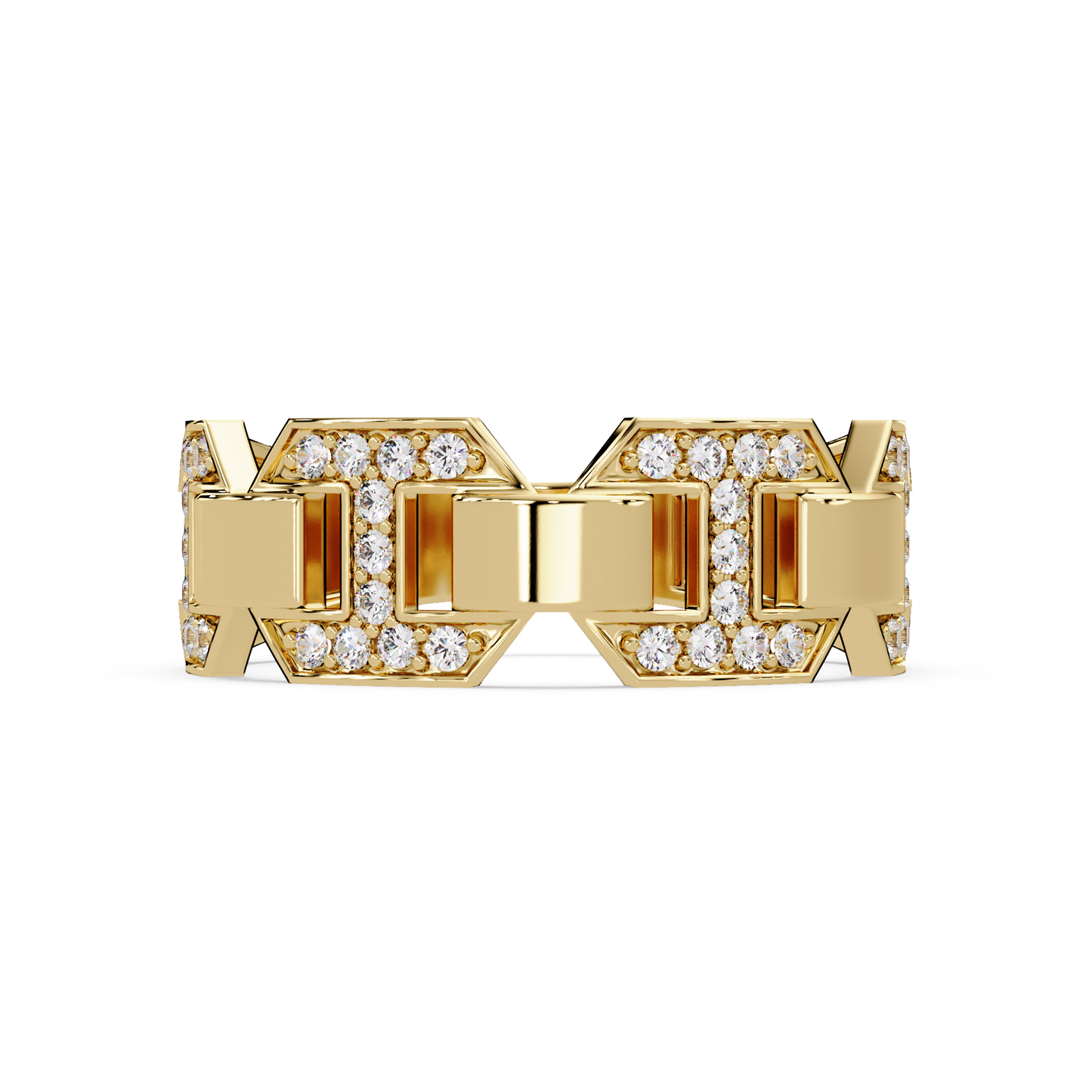 Hexagon Link Lab Grown Diamond Statement Ring - HIGHCARAT DIAMONDS