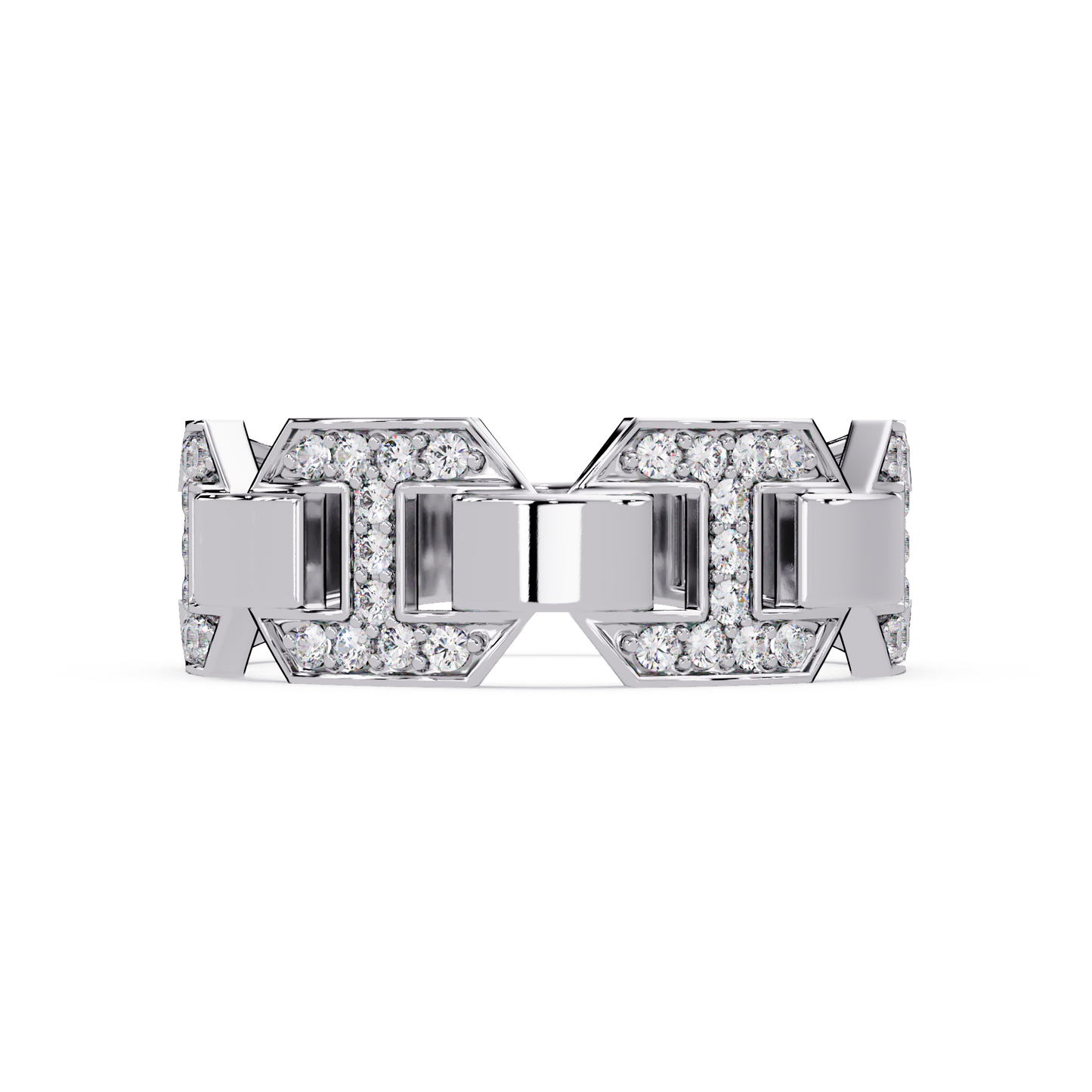 Hexagon Link Lab Grown Diamond Statement Ring - HIGHCARAT DIAMONDS