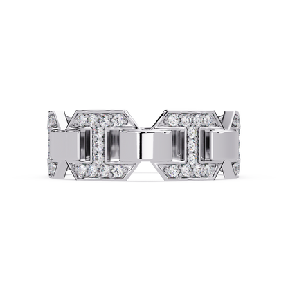 Hexagon Link Lab Grown Diamond Statement Ring - HIGHCARAT DIAMONDS