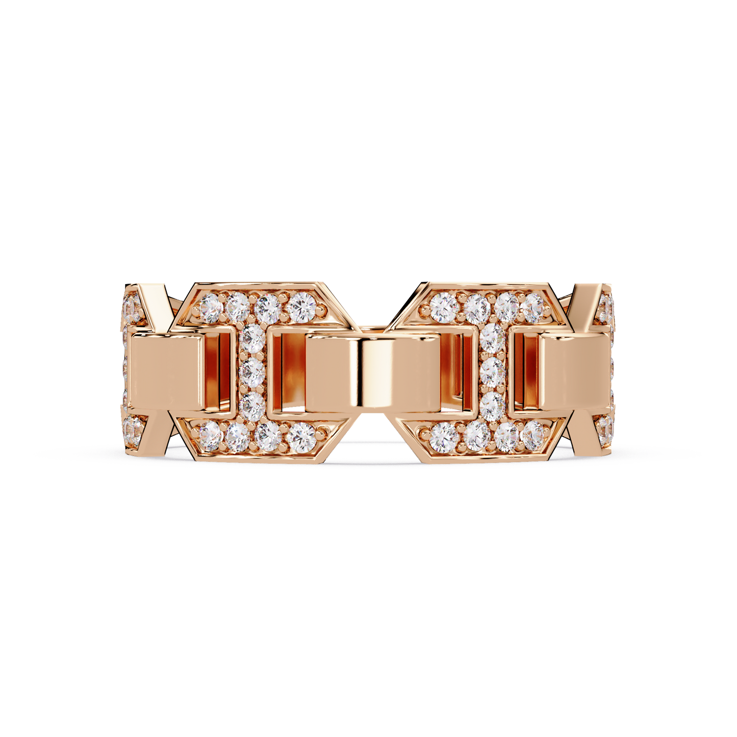 Hexagon Link Lab Grown Diamond Statement Ring - HIGHCARAT DIAMONDS