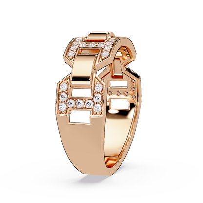 Hexagon Link Lab Grown Diamond Statement Ring - HIGHCARAT DIAMONDS