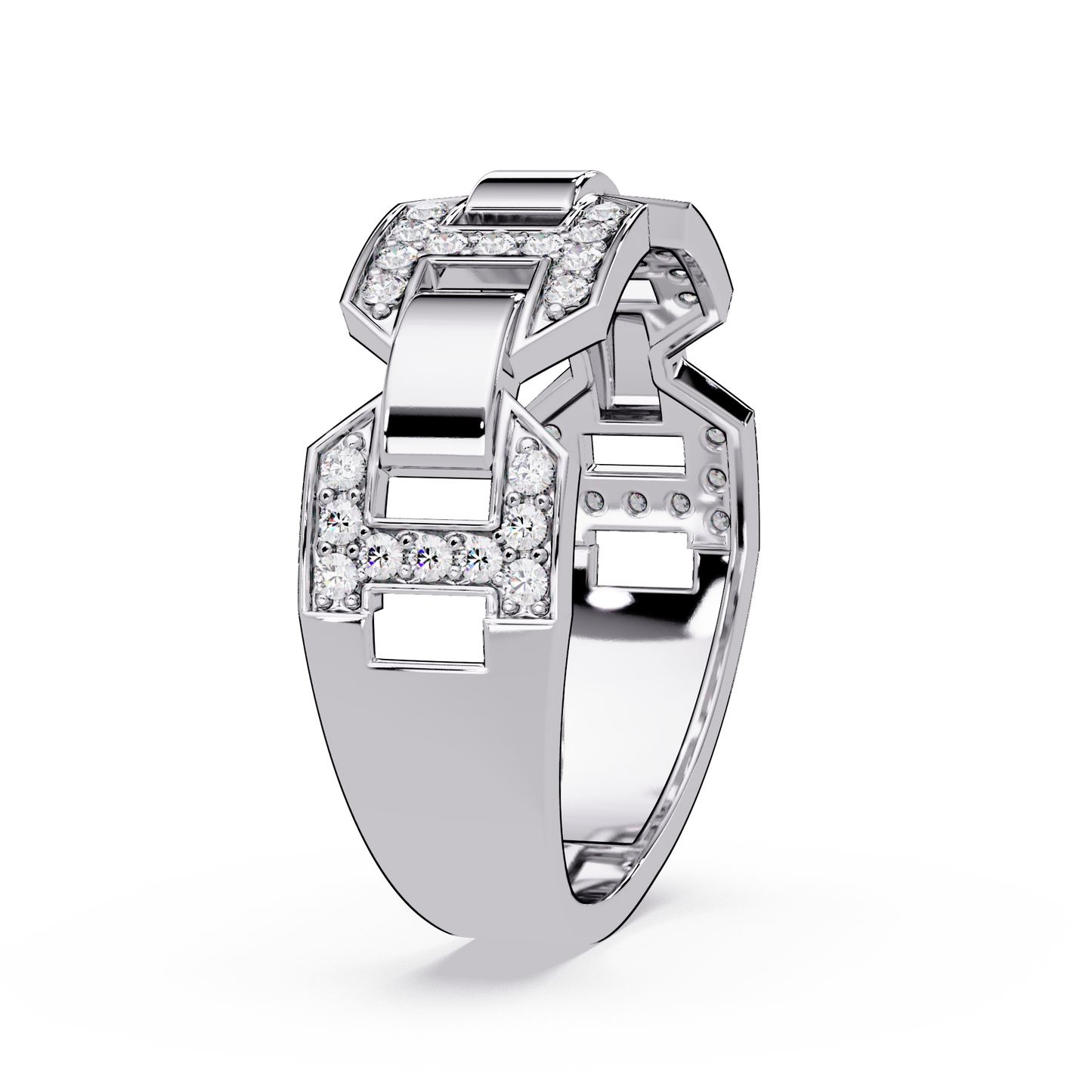 Hexagon Link Lab Grown Diamond Statement Ring - HIGHCARAT DIAMONDS