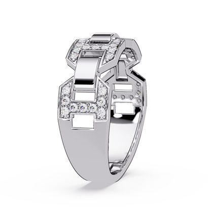 Hexagon Link Lab Grown Diamond Statement Ring - HIGHCARAT DIAMONDS