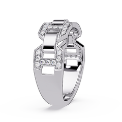 Hexagon Link Lab Grown Diamond Statement Ring - HIGHCARAT DIAMONDS