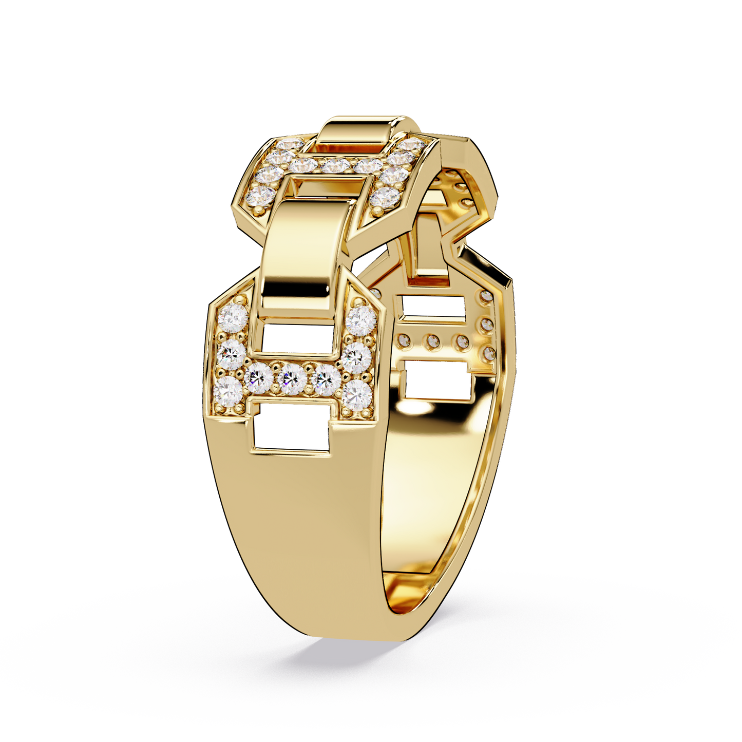 Hexagon Link Lab Grown Diamond Statement Ring - HIGHCARAT DIAMONDS