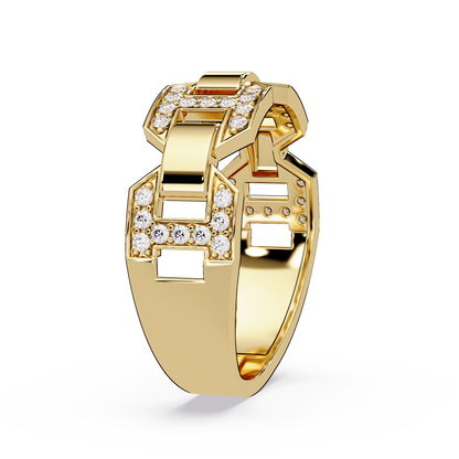 Hexagon Link Lab Grown Diamond Statement Ring - HIGHCARAT DIAMONDS