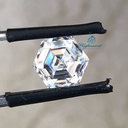 Custom hexagon step cut diamond showcasing modern architectural faceting