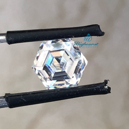 Geometric hexagon step cut diamond with refined sparkle and balanced proportions