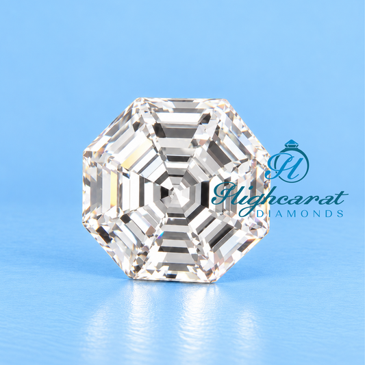 Antique style hexagon step cut lab grown diamond