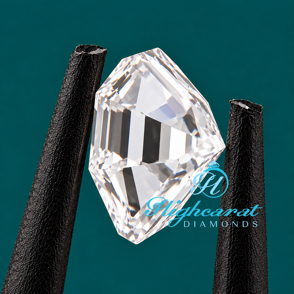 Detailed antique hexagon step cut diamond