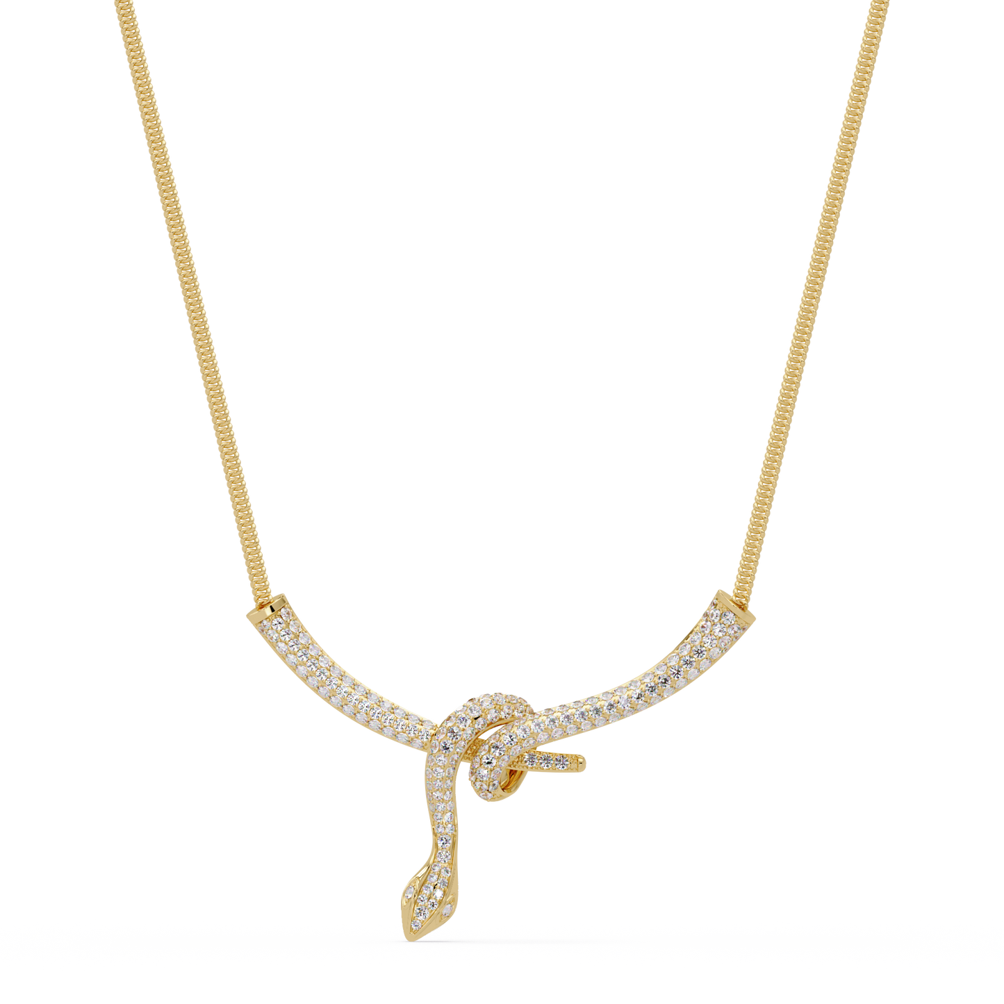 Hip Hop Lab Grown Diamond Snake Pendant Yellow Gold - HIGHCARAT DIAMONDS