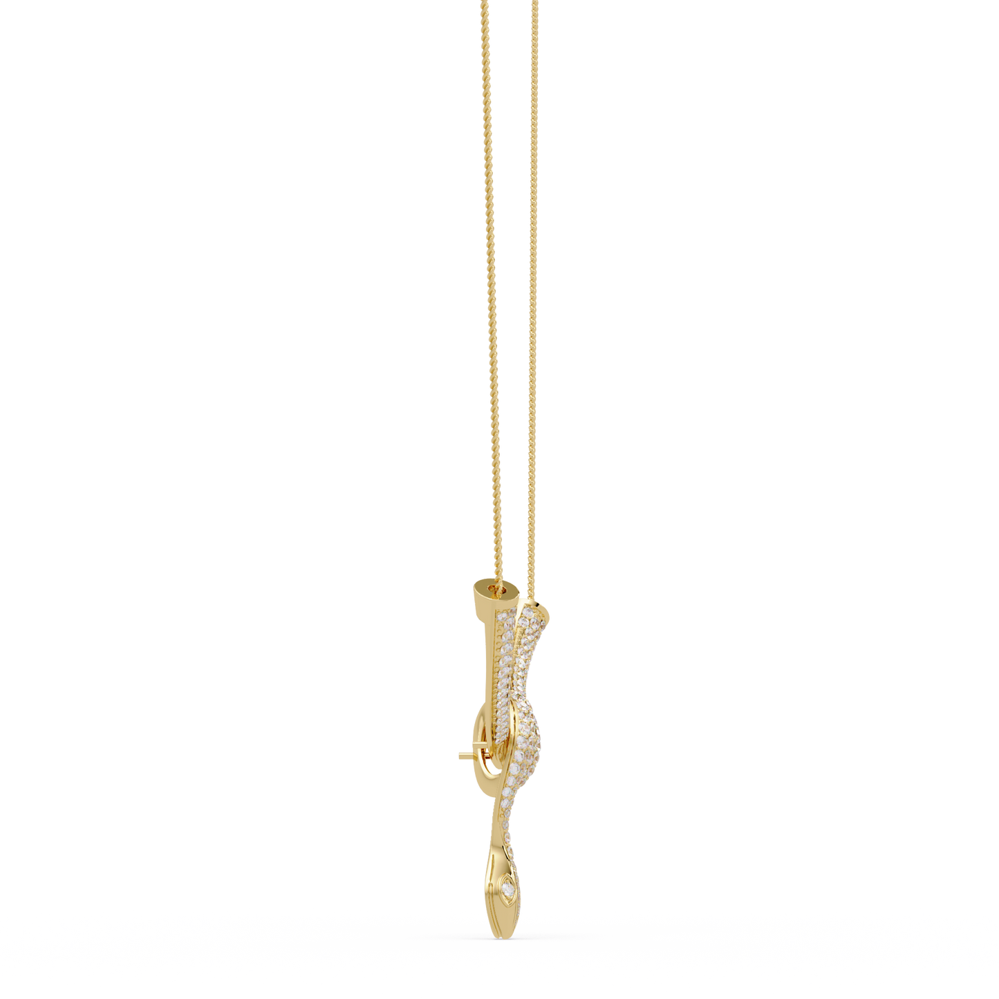 Hip Hop Lab Grown Diamond Snake Pendant Yellow Gold - HIGHCARAT DIAMONDS