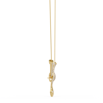 Hip Hop Lab Grown Diamond Snake Pendant Yellow Gold - HIGHCARAT DIAMONDS