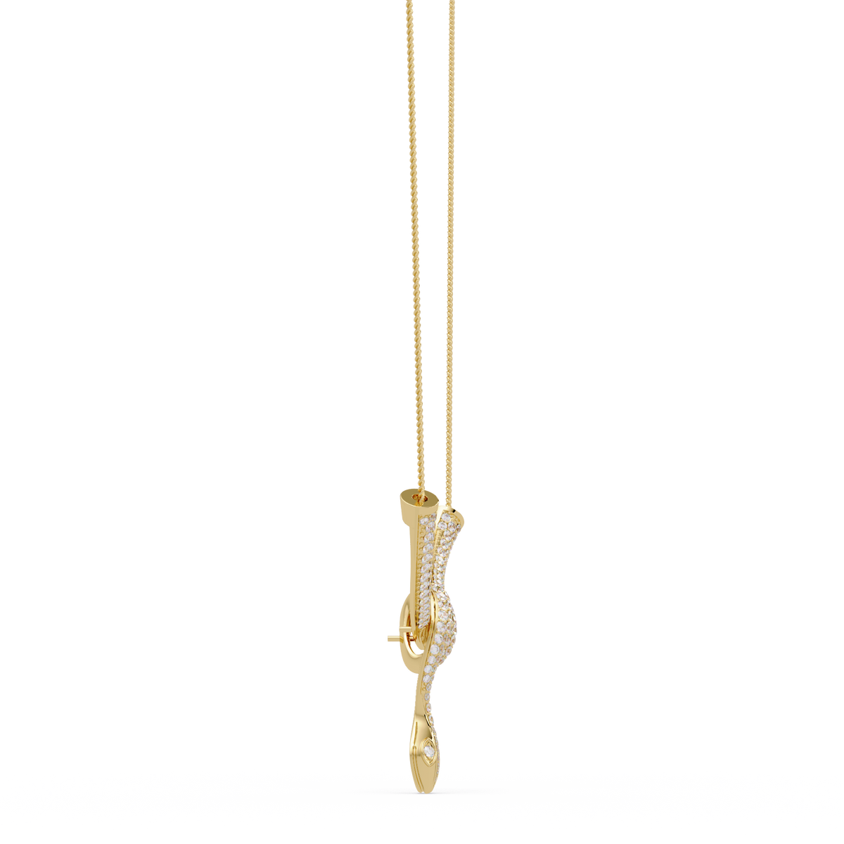 Hip Hop Lab Grown Diamond Snake Pendant Yellow Gold - HIGHCARAT DIAMONDS