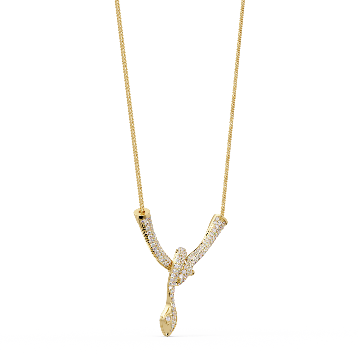 Hip Hop Lab Grown Diamond Snake Pendant Yellow Gold - HIGHCARAT DIAMONDS