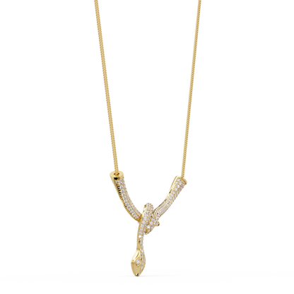 Hip Hop Lab Grown Diamond Snake Pendant Yellow Gold - HIGHCARAT DIAMONDS