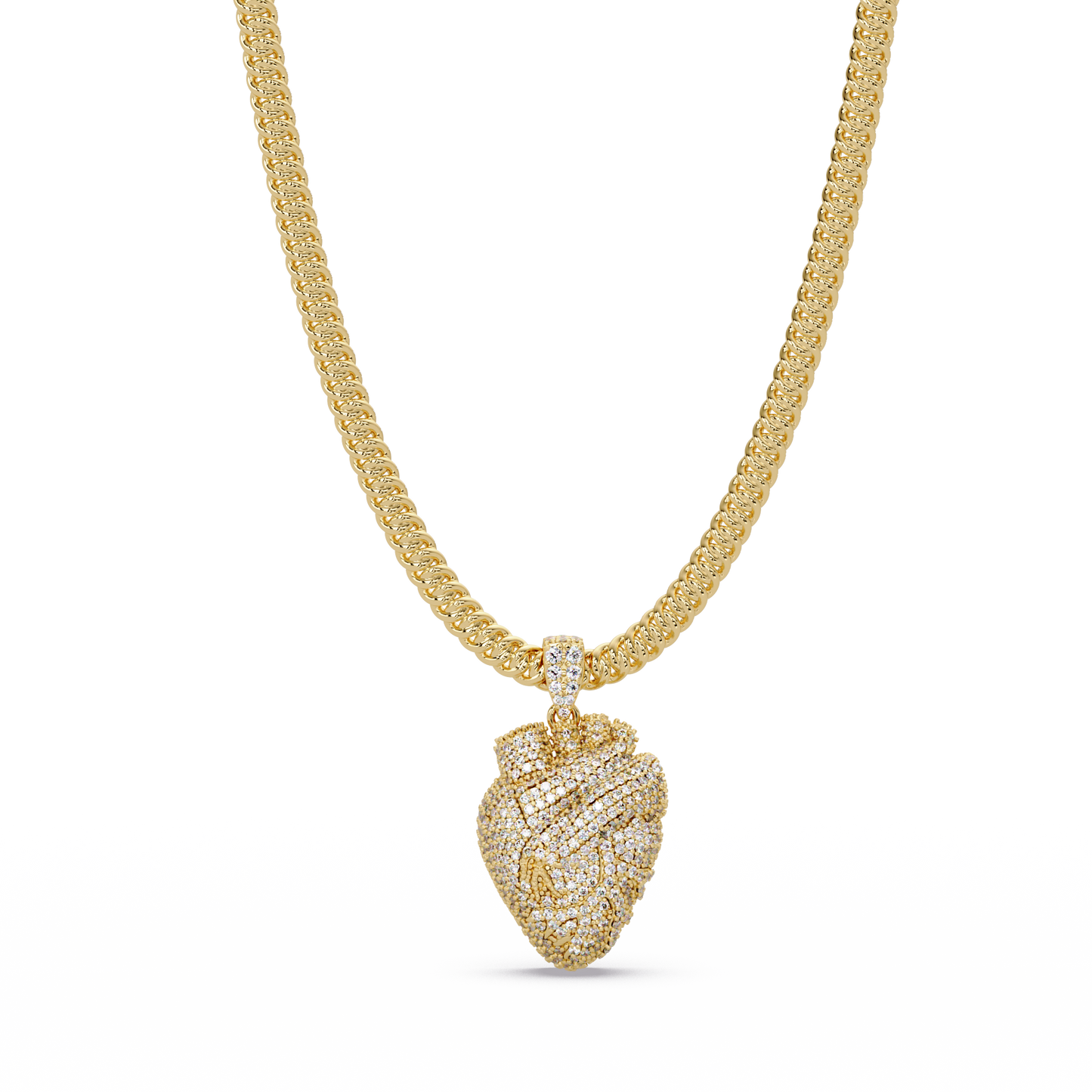 Iced Broken Heart Skull Lab Diamond Pendant Necklace - HIGHCARAT DIAMONDS