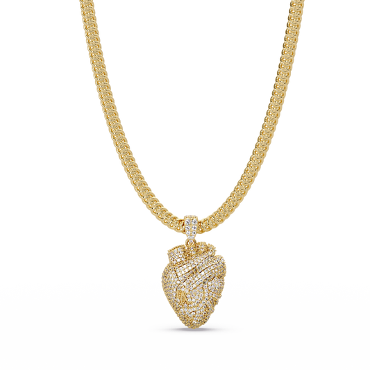 Iced Broken Heart Skull Lab Diamond Pendant Necklace - HIGHCARAT DIAMONDS