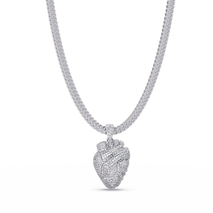 Iced Broken Heart Skull Lab Diamond Pendant Necklace - HIGHCARAT DIAMONDS