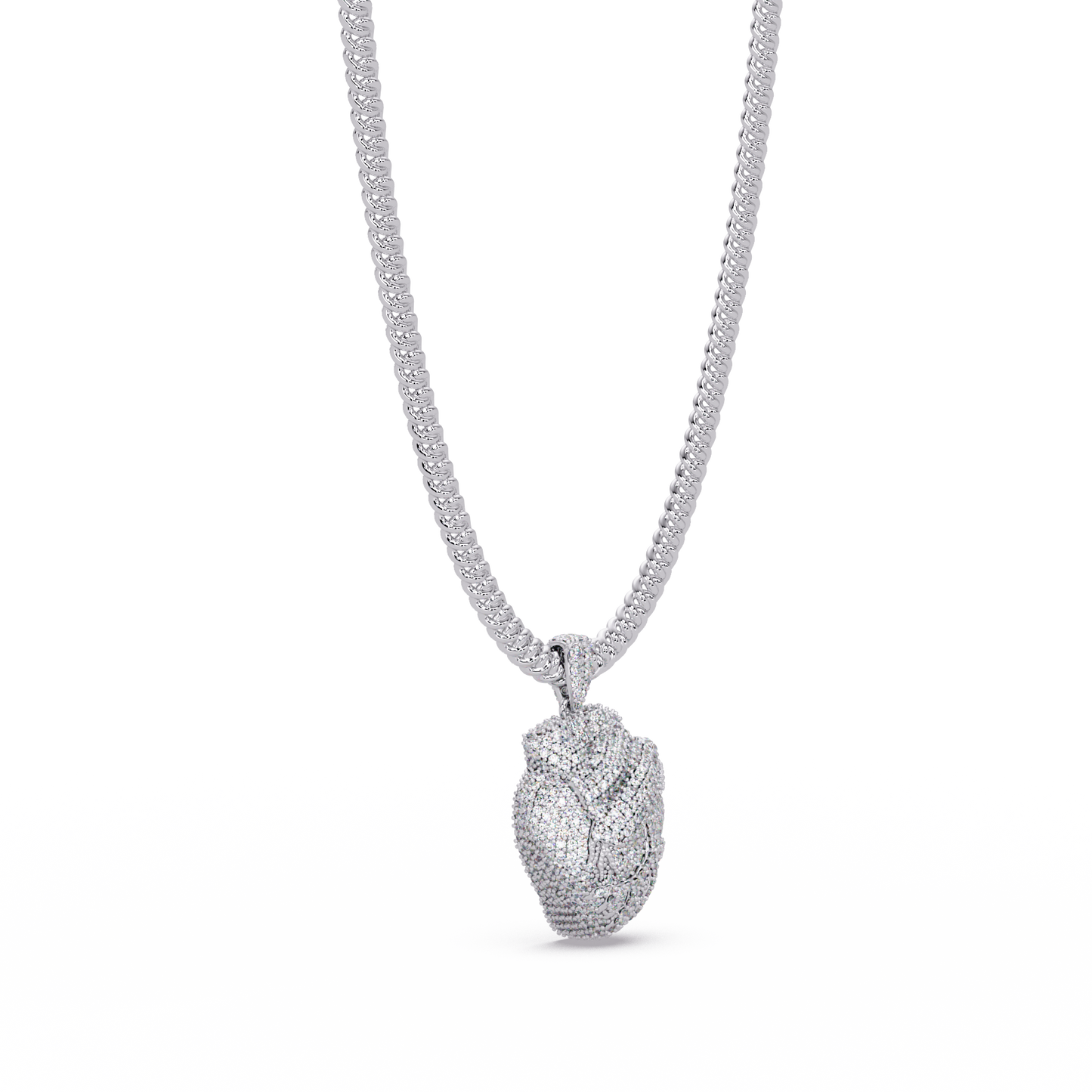 Iced Broken Heart Skull Lab Diamond Pendant Necklace - HIGHCARAT DIAMONDS