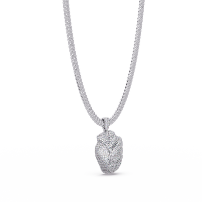 Iced Broken Heart Skull Lab Diamond Pendant Necklace - HIGHCARAT DIAMONDS