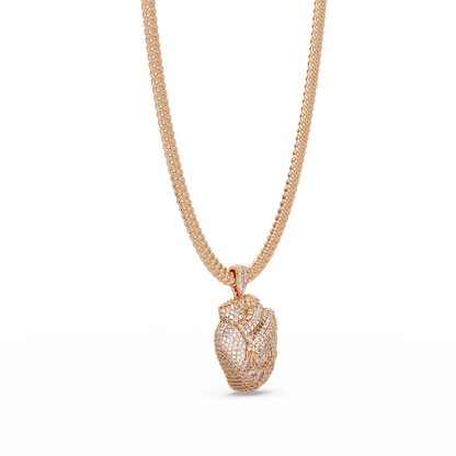 Iced Broken Heart Skull Lab Diamond Pendant Necklace - HIGHCARAT DIAMONDS