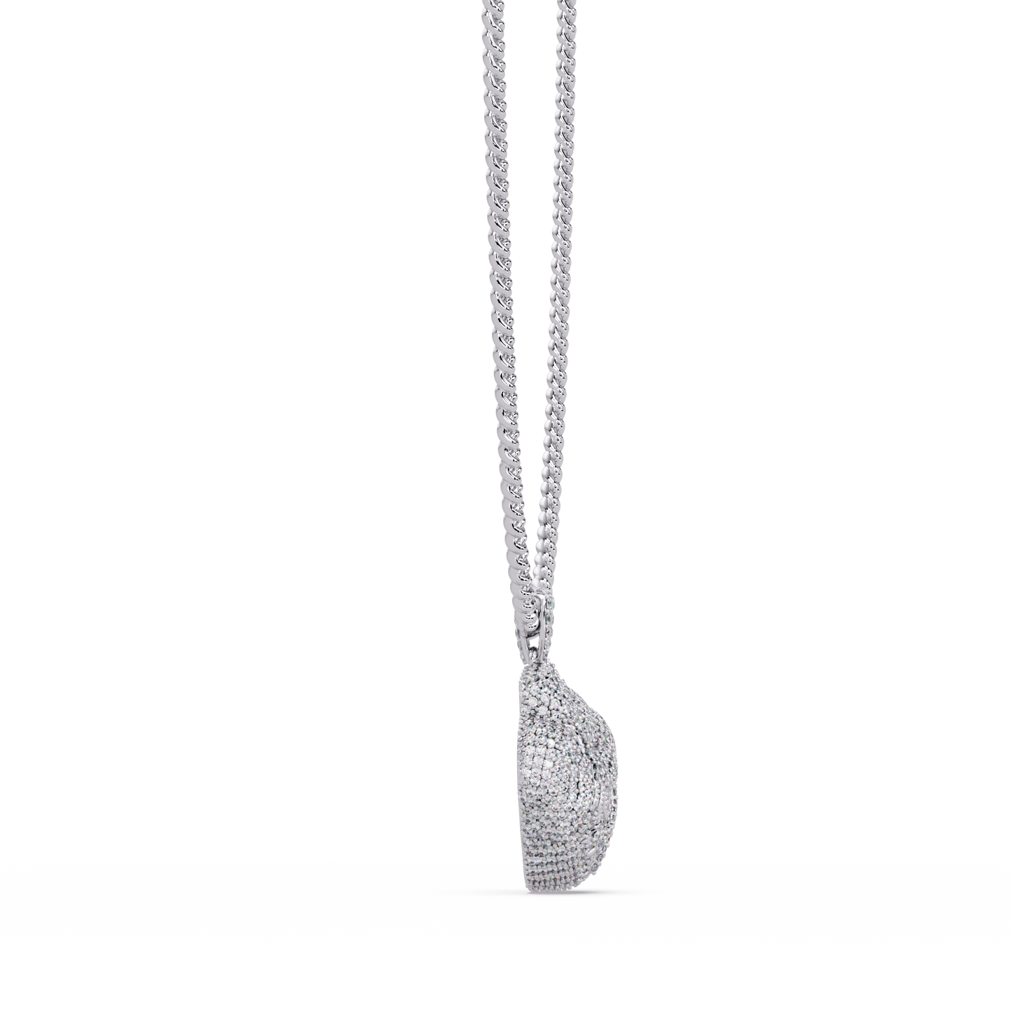 Iced Broken Heart Skull Lab Diamond Pendant Necklace - HIGHCARAT DIAMONDS