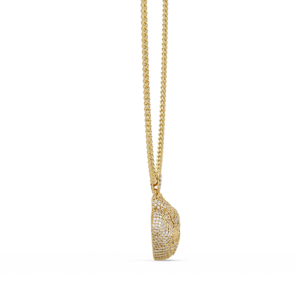 Iced Broken Heart Skull Lab Diamond Pendant Necklace - HIGHCARAT DIAMONDS