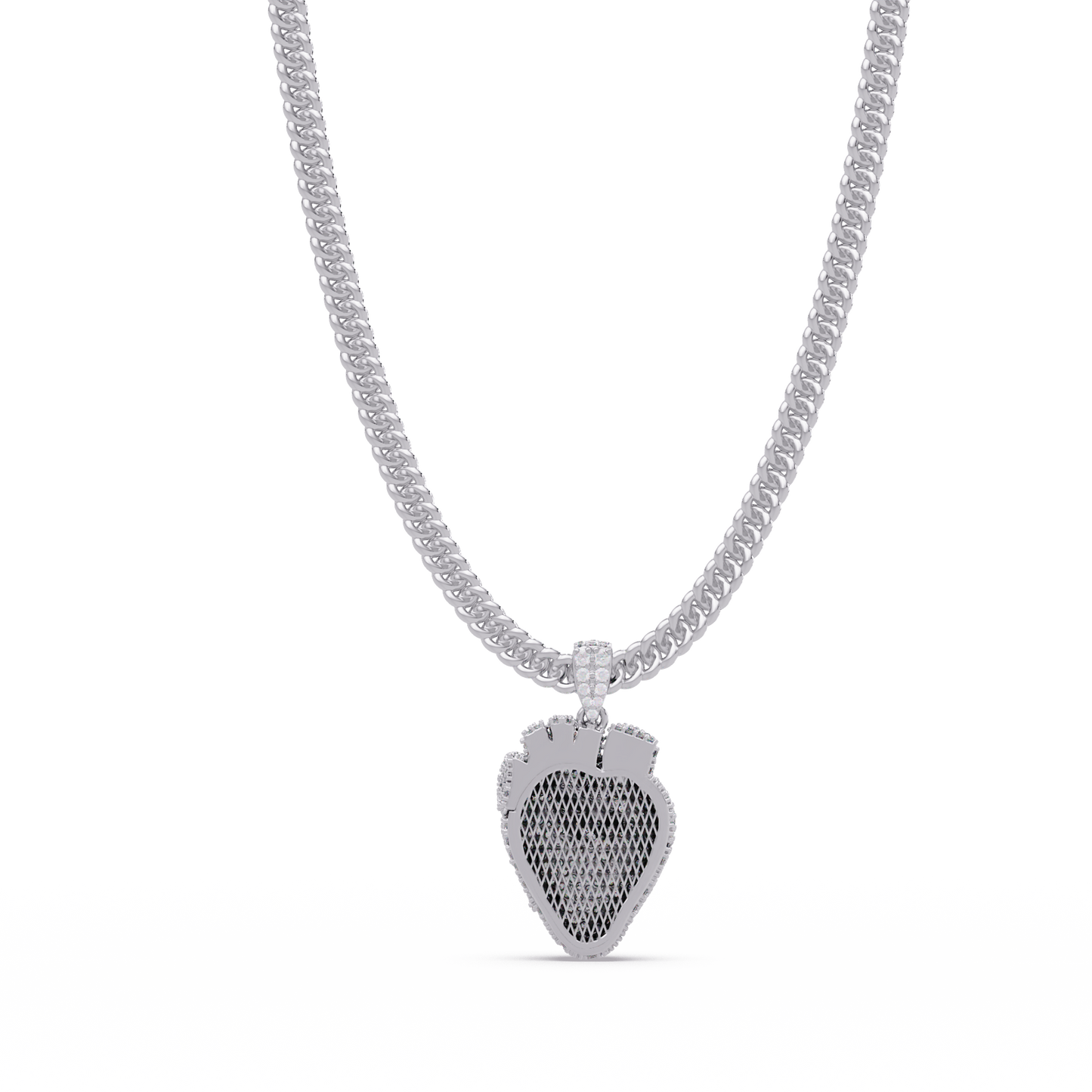 Iced Broken Heart Skull Lab Diamond Pendant Necklace - HIGHCARAT DIAMONDS