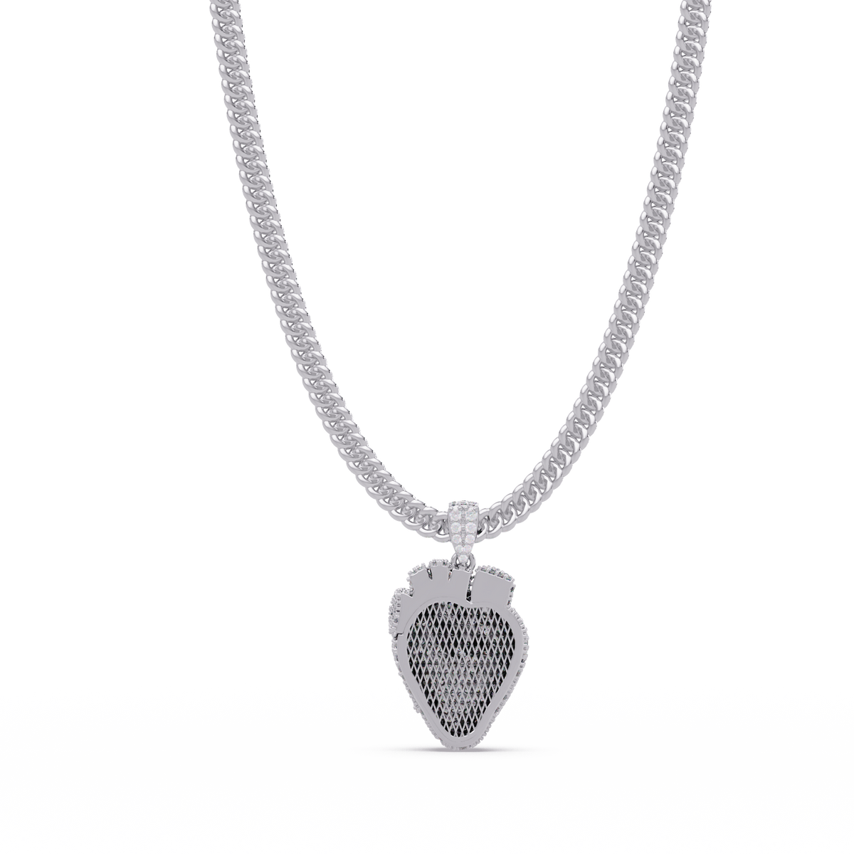 Iced Broken Heart Skull Lab Diamond Pendant Necklace - HIGHCARAT DIAMONDS