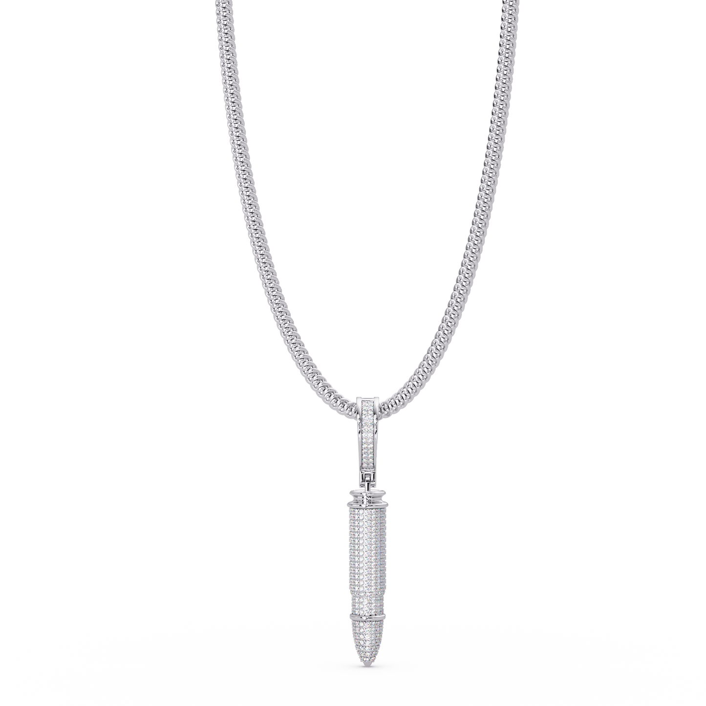 Iced Bullet Lab Grown Diamond Pendant Necklace - HIGHCARAT DIAMONDS