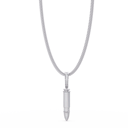 Iced Bullet Lab Grown Diamond Pendant Necklace - HIGHCARAT DIAMONDS
