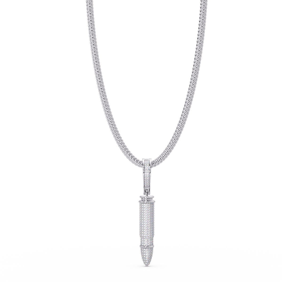 Iced Bullet Lab Grown Diamond Pendant Necklace - HIGHCARAT DIAMONDS