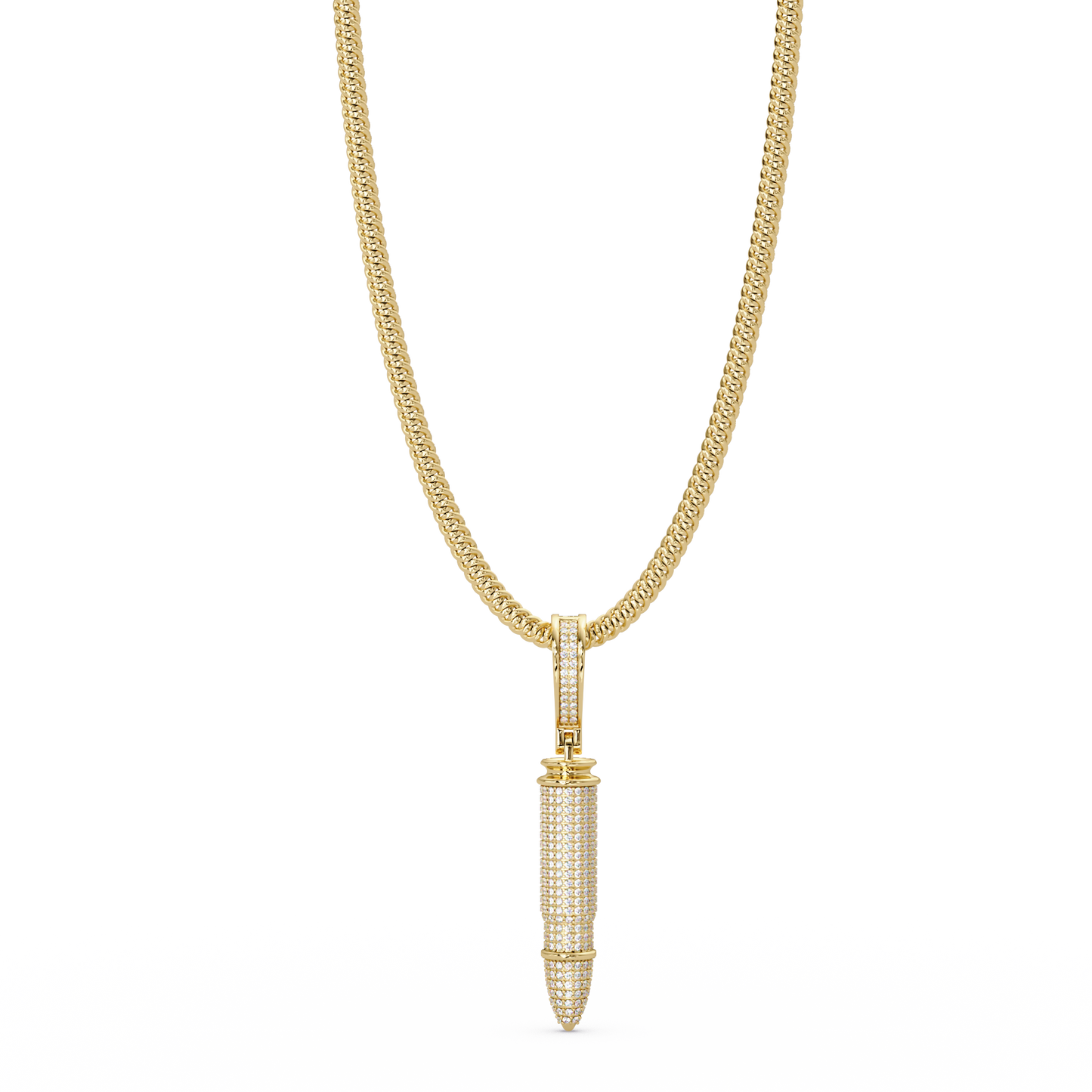 Iced Bullet Lab Grown Diamond Pendant Necklace - HIGHCARAT DIAMONDS