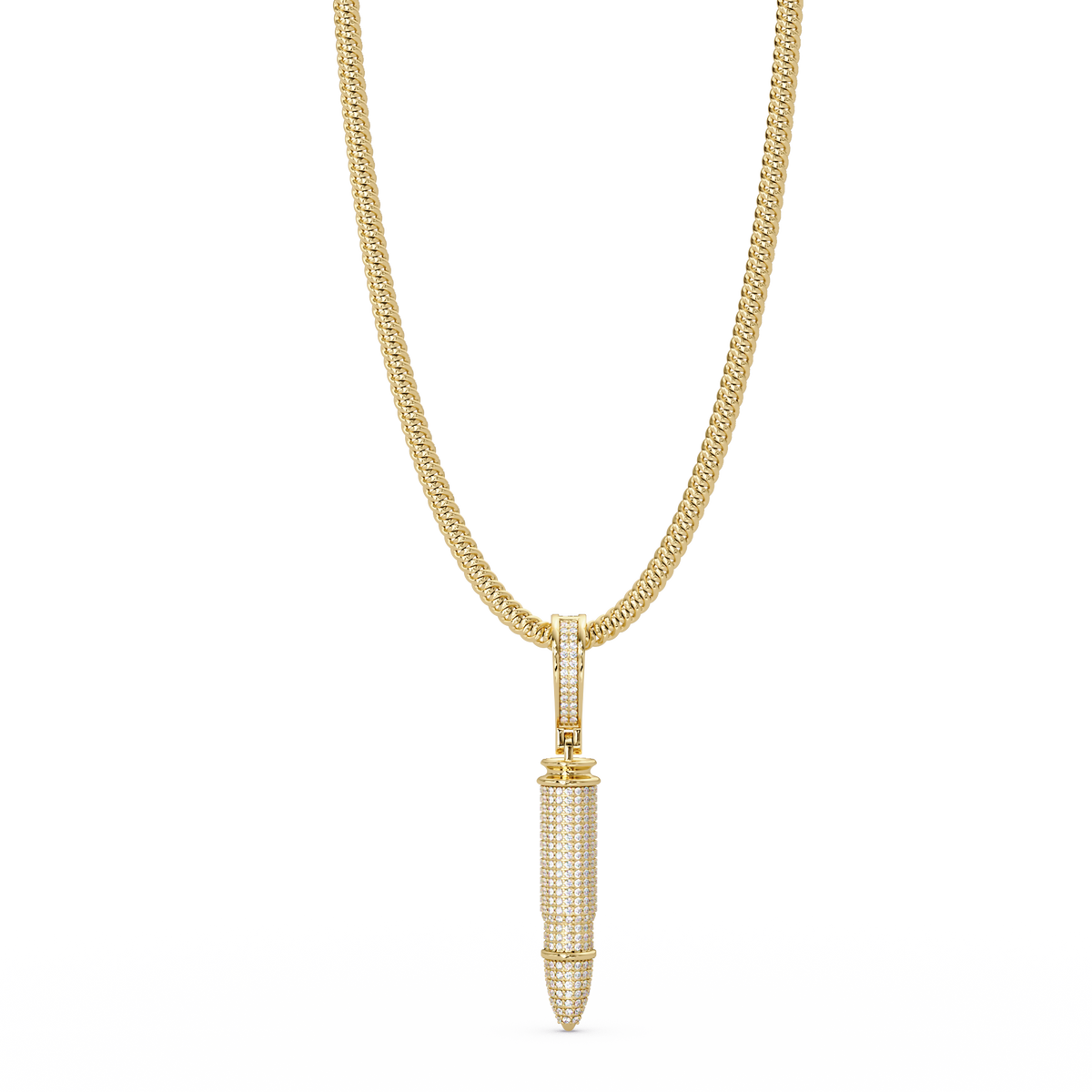 Iced Bullet Lab Grown Diamond Pendant Necklace - HIGHCARAT DIAMONDS