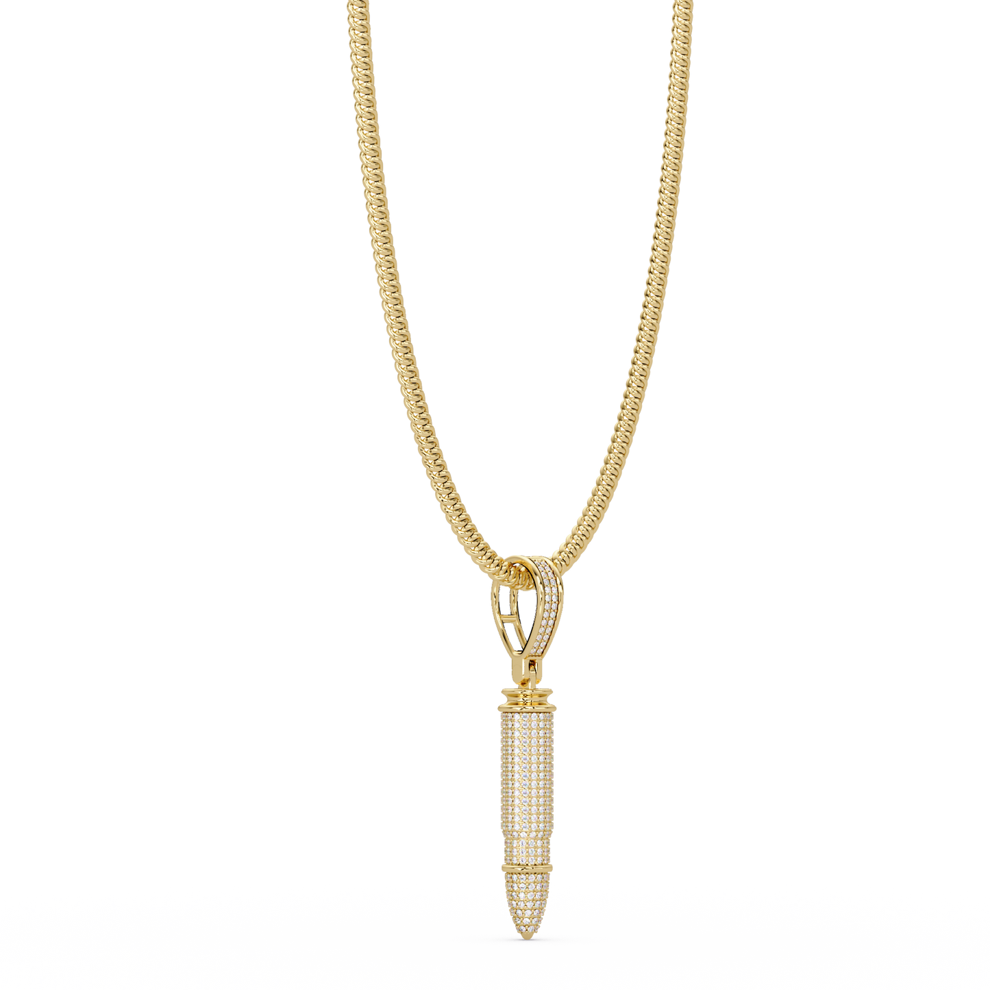 Iced Bullet Lab Grown Diamond Pendant Necklace - HIGHCARAT DIAMONDS
