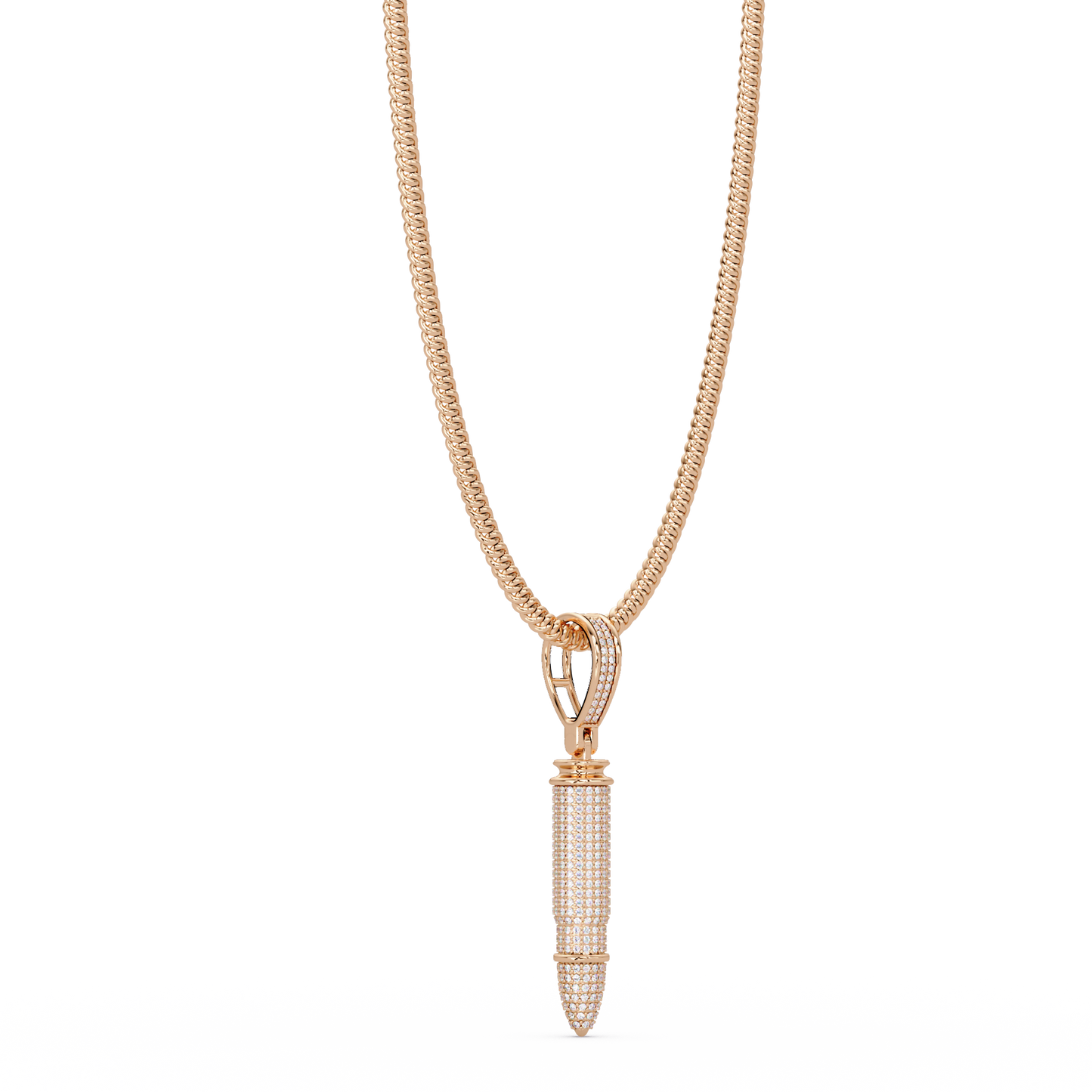 Iced Bullet Lab Grown Diamond Pendant Necklace - HIGHCARAT DIAMONDS