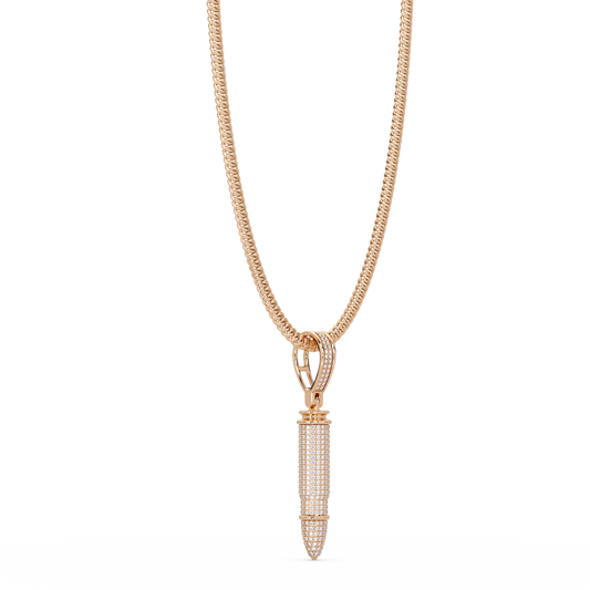 Iced Bullet Lab Grown Diamond Pendant Necklace - HIGHCARAT DIAMONDS