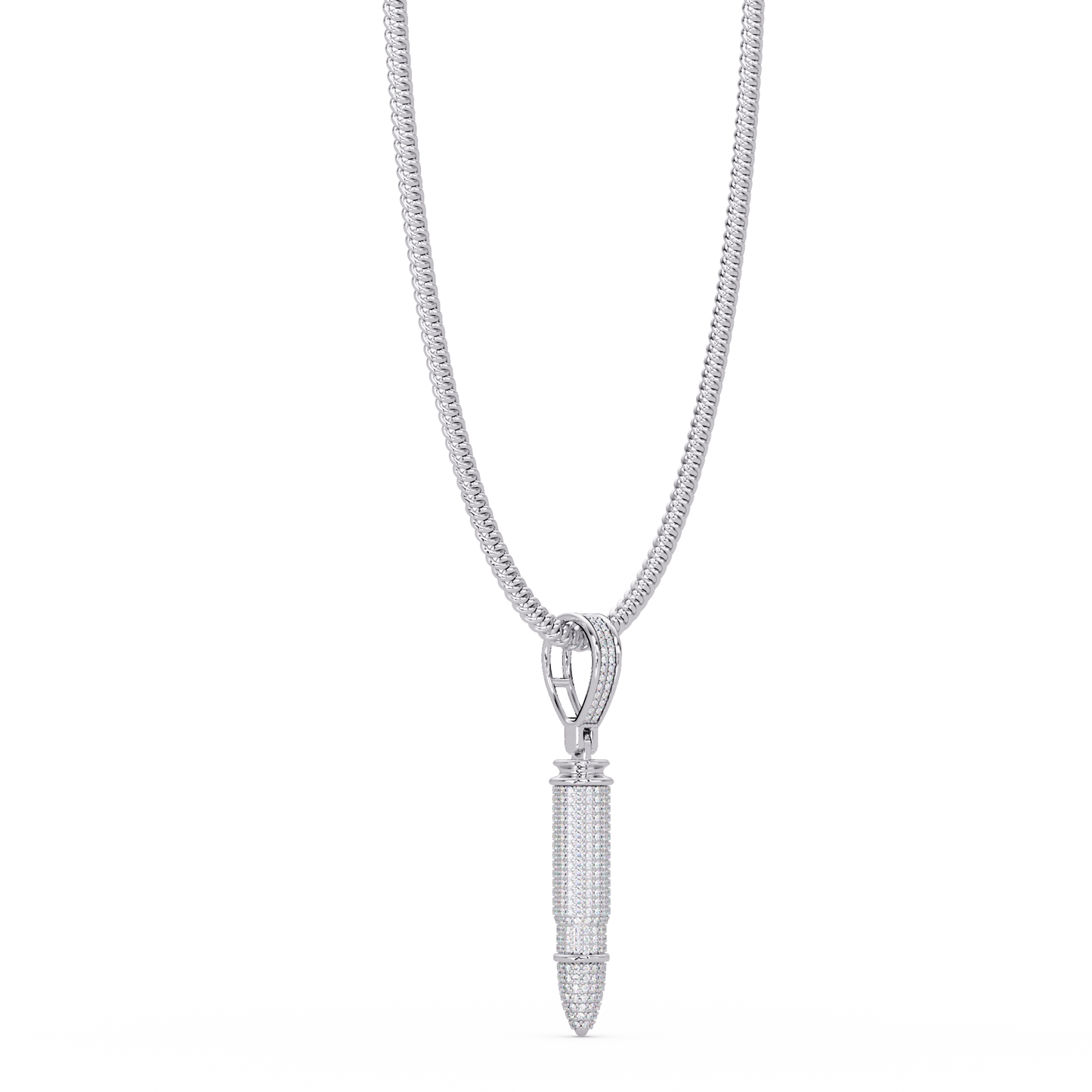 Iced Bullet Lab Grown Diamond Pendant Necklace - HIGHCARAT DIAMONDS