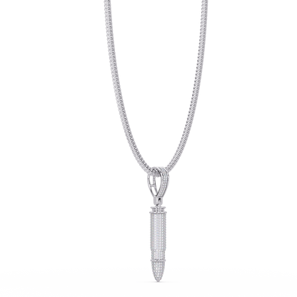 Iced Bullet Lab Grown Diamond Pendant Necklace - HIGHCARAT DIAMONDS
