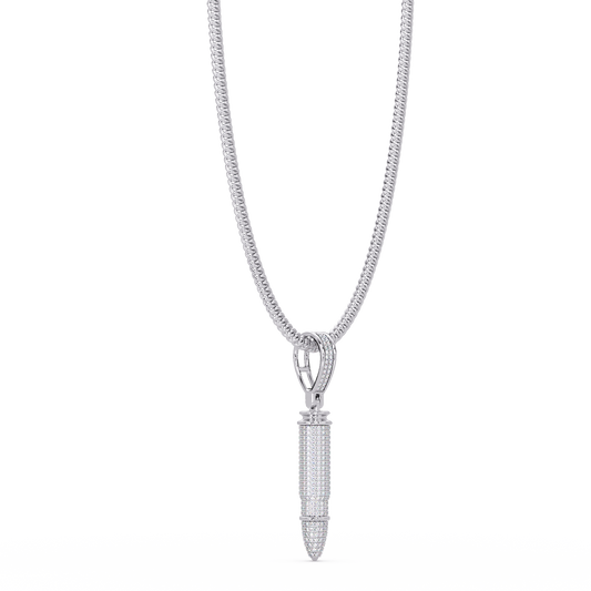 Iced Bullet Lab Grown Diamond Pendant Necklace - HIGHCARAT DIAMONDS