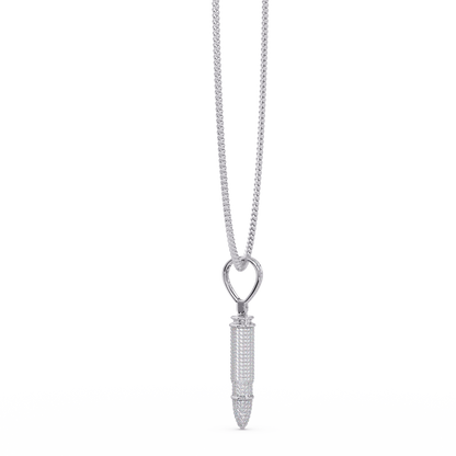 Iced Bullet Lab Grown Diamond Pendant Necklace - HIGHCARAT DIAMONDS