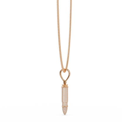 Iced Bullet Lab Grown Diamond Pendant Necklace - HIGHCARAT DIAMONDS