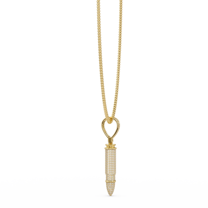 Iced Bullet Lab Grown Diamond Pendant Necklace - HIGHCARAT DIAMONDS