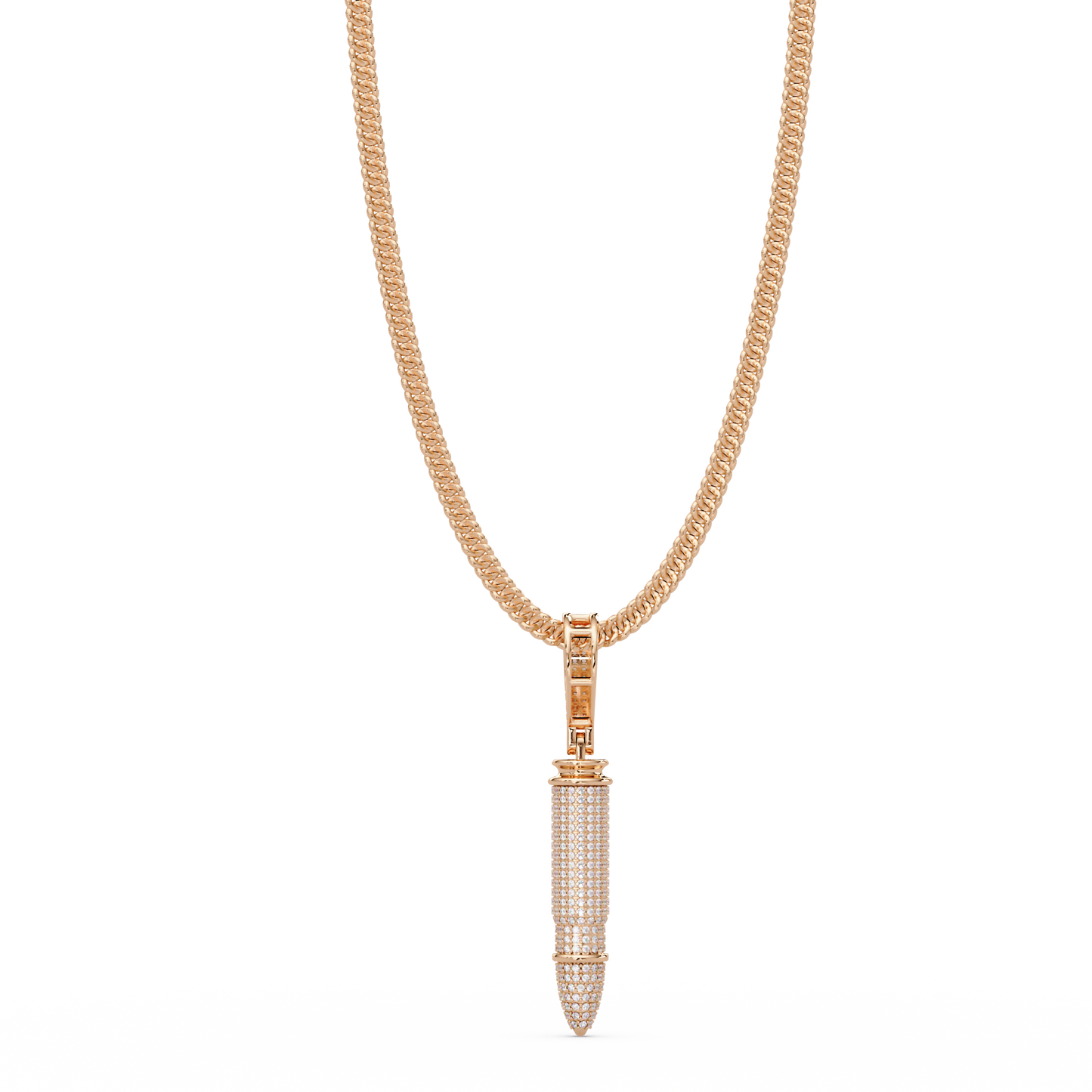 Iced Bullet Lab Grown Diamond Pendant Necklace - HIGHCARAT DIAMONDS