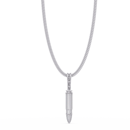 Iced Bullet Lab Grown Diamond Pendant Necklace - HIGHCARAT DIAMONDS
