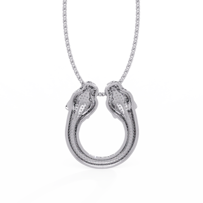 Iced Double Panther Head Lab grown Diamond Pendant - HIGHCARAT DIAMONDS