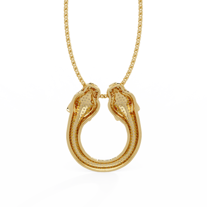 Iced Double Panther Head Lab grown Diamond Pendant - HIGHCARAT DIAMONDS